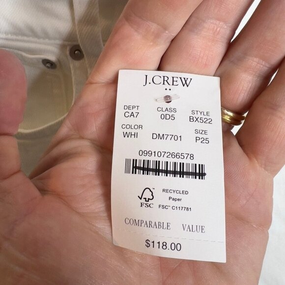 J.Crew $118 Petite essential straight white jean all-day stretch Size P25 BX522 - Picture 7 of 10